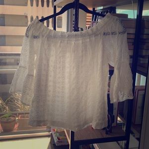 Floreat Off the Shoulder White Top